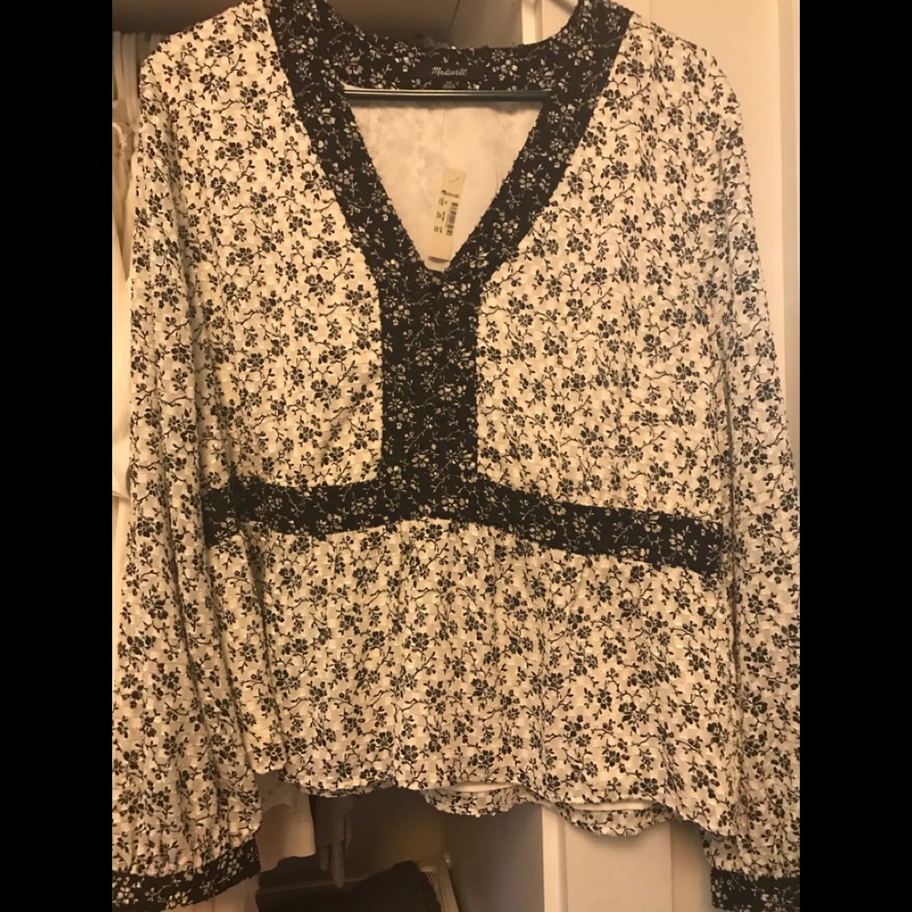 Madewell Floral Peplum Blouse, NWT